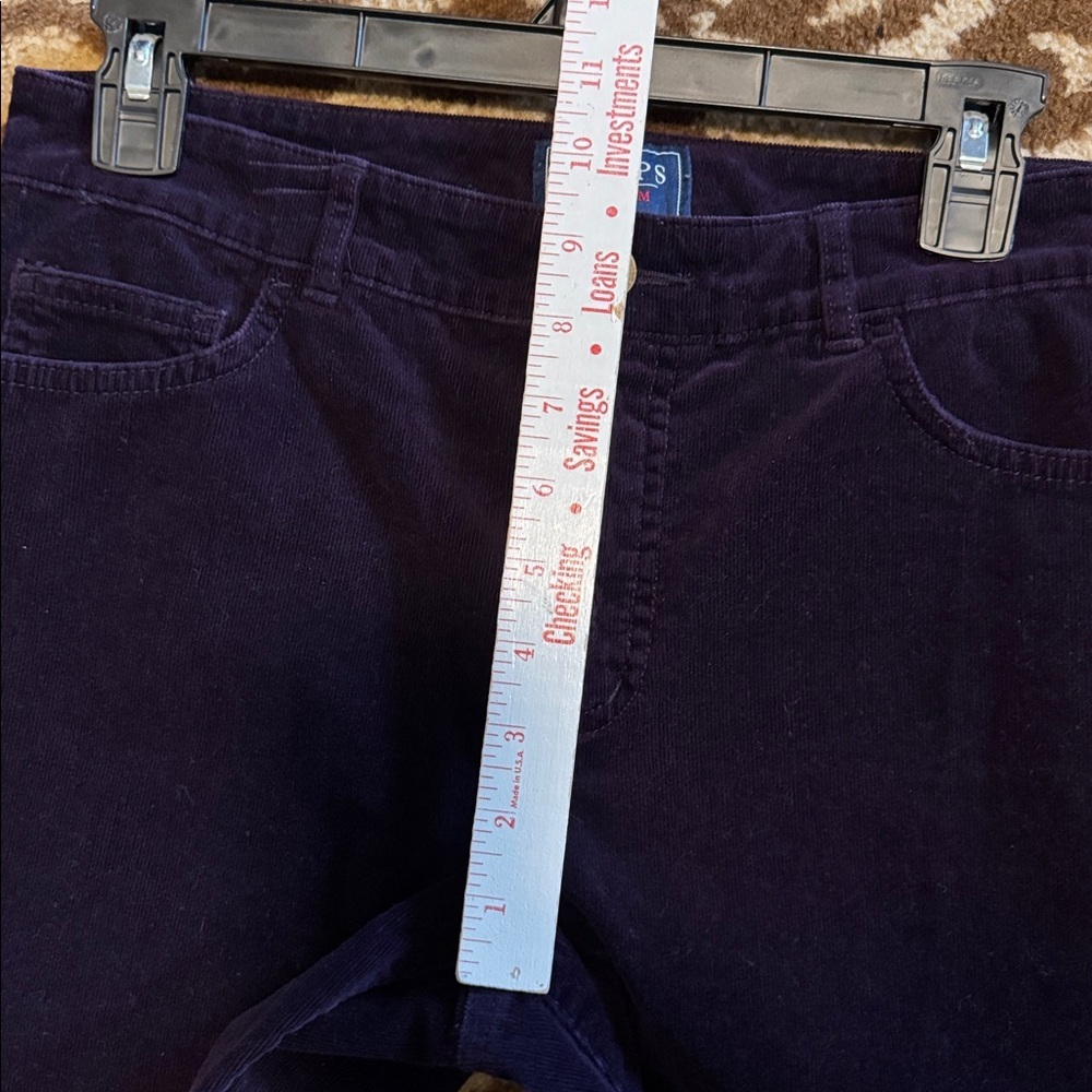Dark Purple CHAPS Denim Velvety Corduroy Pants Womens 8 Straight leg high waist - Picture 7 of 9
